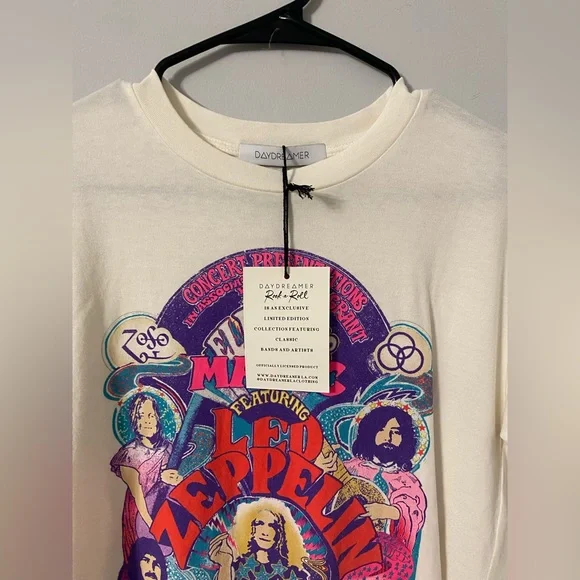 NWT Daydreamer Led Zeppelin Electric Magic Band Relaxed White Tee Size XS - Picture 4 of 5